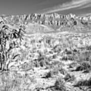 Guadalupe Mountains Salt Basin Dune Landscape Black And White Poster