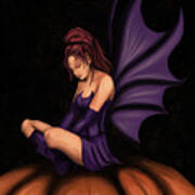 Halloween Fairy With Bat Wings, Purple Fairy Poster