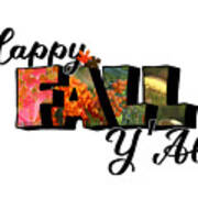Happy Fall Big Letter Digital Art Poster