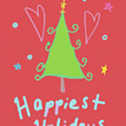 Happy Holidays Tree Poster