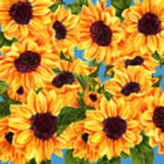 Happy Sunflowers Poster
