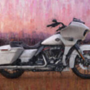 Harley-davidson Street Glide White Motorcycle By Vart Poster