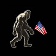 Hide And Seek World Champion Usa Flag Shirt Bigfoot Is Real Funny Tees Short-sleeve Big Foot Flag Poster