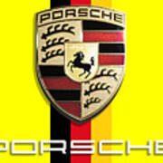 High Res Quality Porsche Logo - Hood Emblem German Flag Poster
