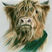 Highland Cow With Plaid Poster