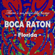 Home Boca Raton Wildflower Abstract 308 Blue And Red Poster