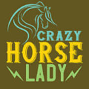 Horse Lover Gift Crazy Horse Lady Horseback Riding Poster