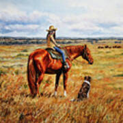 Horse Painting - Waiting For Dad Poster