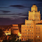 Hot Springs Arkansas Skyline And Old Army Navy Hospital At Dusk Poster