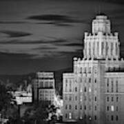 Hot Springs Arkansas Skyline And Old Army Navy Hospital In Monochrome Poster