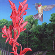 Hummingbird And Flower Poster