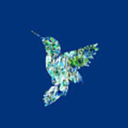 Hummingbird Transparent Blue Poster