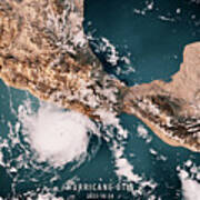 Hurricane Otis 2023 Cloud Map Mexico 3d Render Neutral Poster