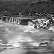 Iceland Hraunfosser Waterfall Reykholt Smooth River Black And White Poster