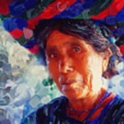 Indigenous Craft Vendor Portrait Guatemala Poster