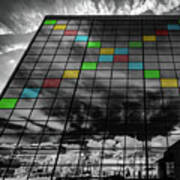 Infrared Skyscraper With Colored Windows Poster
