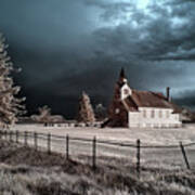 Big Coulee Lutheran Church In Infrared - Ramsey County North Dakota Poster