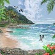 Tropical Island Beach Poster