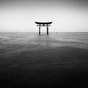 Itsukushima Torii Under The Rain Poster