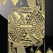 Jack Of Hearts In Gold Over Black Poster
