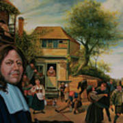 Jan Steen Peasants Before An Inn Painting Poster