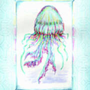Jellyfish Key West Teal Poster