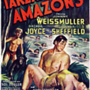Johnny Weissmuller And Brenda Joyce In Tarzan And The Amazons -1945-, Directed By Kurt Neumann. Poster