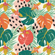 Jungle Floral Pattern Poster