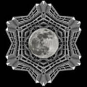 Kaleidoscope View Of Helen C White Hall With Full Moon  At Uw Madison Campus Poster