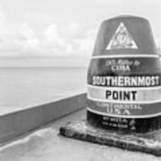 Key West Southernmost Point Buoy Black And White Photo Poster