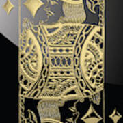 King Of Diamonds In Gold On Black Poster