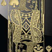 King Of Spades In Gold On Black Poster