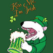 Kiss Me I Am Irish Bull Terrier Poster