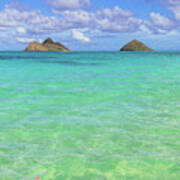 Lanikai Beach Crystal Clear Water Post Card Poster
