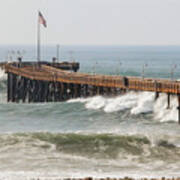 Large Waves At Ventura California Pier Poster