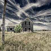 Last Clothes Dried, Final Holes Dug - Clothesline And Posthole Digger At Stensby Homestead In Nd Poster