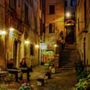 Late Night Cappuccino - Rome, Italy Poster