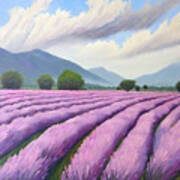 Lavendel Fields Painting Rain France Provence Lavendel Fields Mo Poster