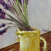 Lavender In A Yellow Pitcher Poster