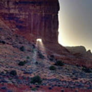 Let Your Light Shine Through - Sun Beaming Through Portal In Sheep Rock At Arches National Park Poster
