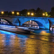 Colorful Light Music Of Night Paris, Famous Bridge Across River Siene   Water Under The Bridge   #2 Poster