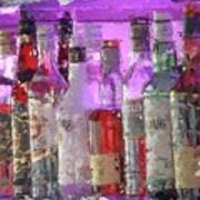 Liquor Bottles On Shelf Poster