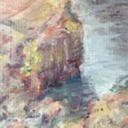 White Cliffs, Little River Meets Umpqua, Plein Air, Original Impressionist Painting Poster
