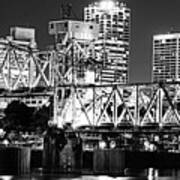 Little Rock Junction Bridge And Skyline Panorama In Black And White Poster
