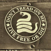 Live Free Or Die Coiled Rattlesnake Sepia Poster