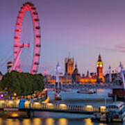 London Skyline At Night Poster