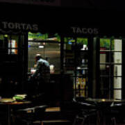 Lone Man In A Taco Stand Late At Nigh Poster