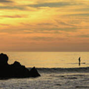 Lone Paddleboarder At Sunset Poster