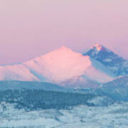 Longs Peak Alpenglow In Winter Poster