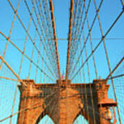 Looking Up At Brooklyn Bridge 2 Poster